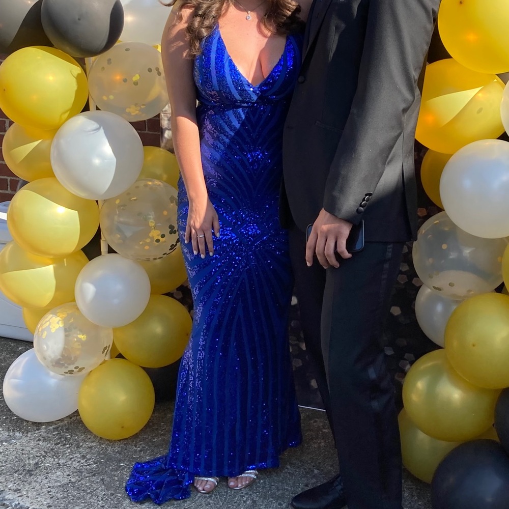 Dark Blue Sparkly Prom Dress